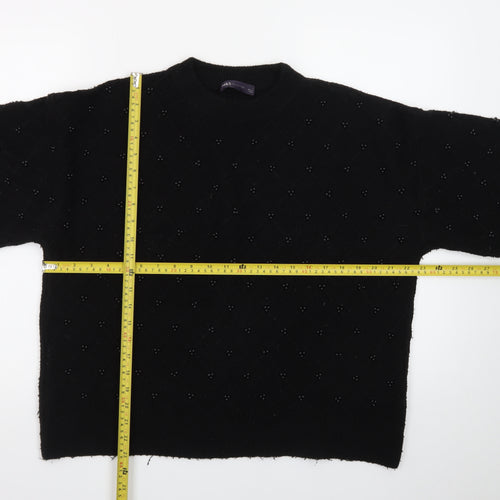 Marks and Spencer Womens Black Wool Beaded Pullover Jumper Size L