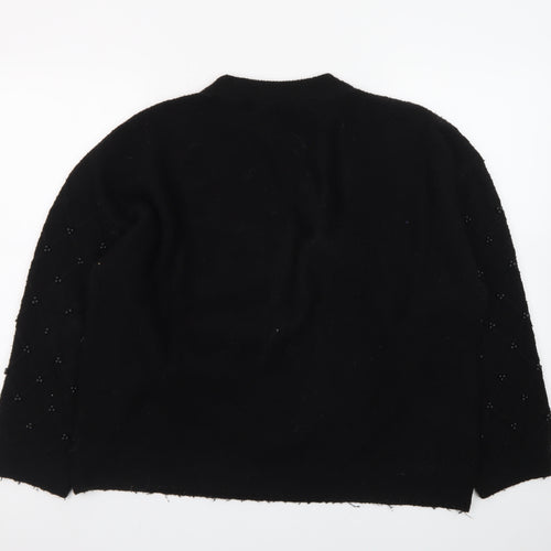 Marks and Spencer Womens Black Wool Beaded Pullover Jumper Size L