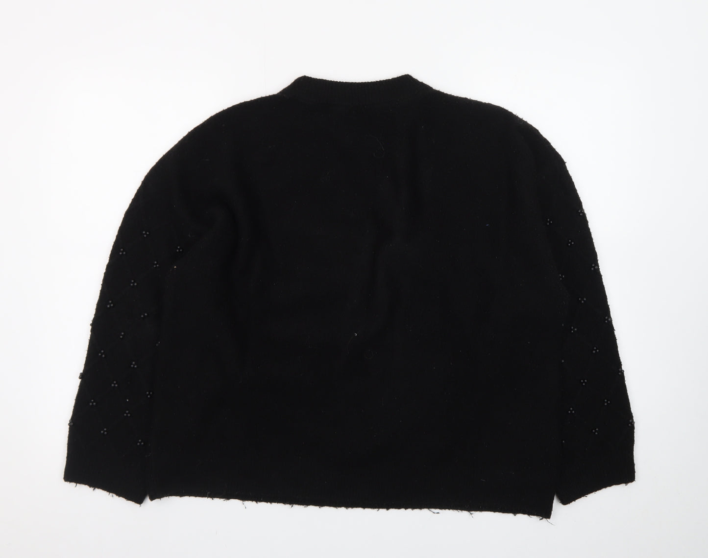 Marks and Spencer Womens Black Wool Beaded Pullover Jumper Size L