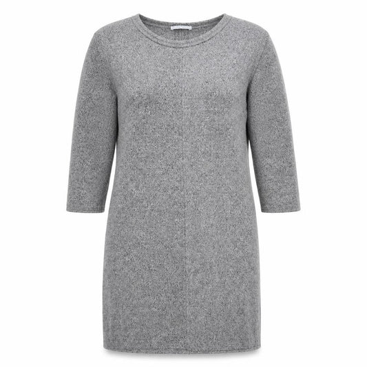 Front view of Zara Women Grey Knit Shift Dress XL 3/4 Sleeve Casual Workwear