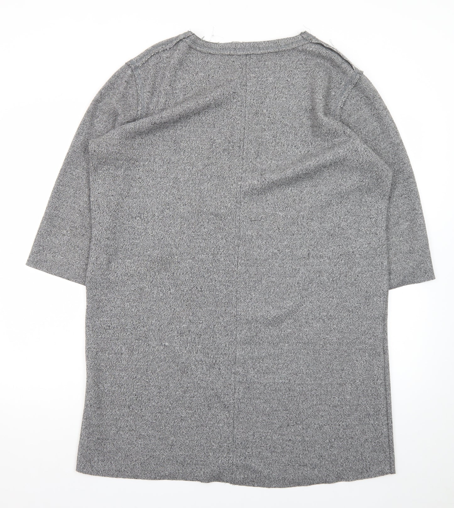 ZARA Women Grey Knit Shift Dress XL 3/4 Sleeve Casual Workwear