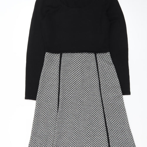 Adrienne Vittadini Women's Black Wool A-Line Dress Size S
