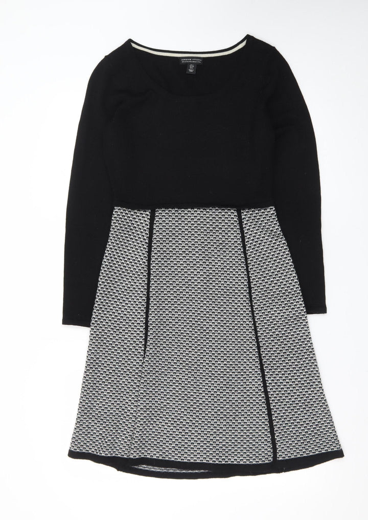 Adrienne Vittadini Women's Black Wool A-Line Dress Size S