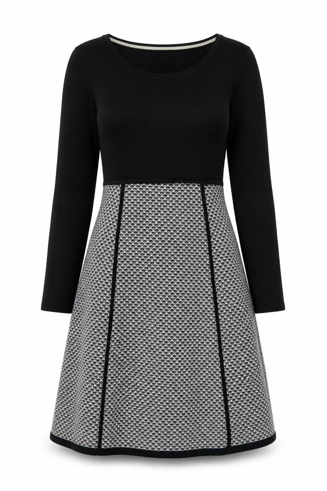Adrienne Vittadini Women's Black Wool A-Line Dress Size S