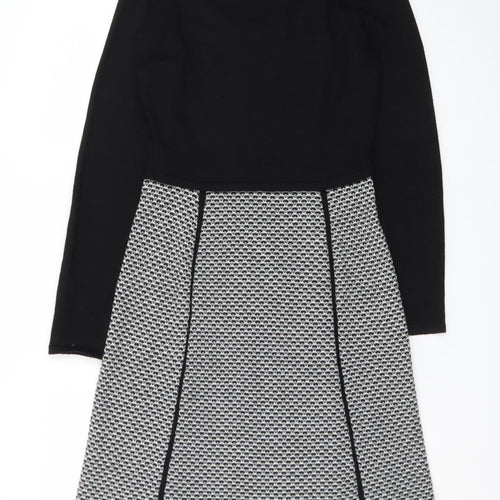 Adrienne Vittadini Women's Black Wool A-Line Dress Size S