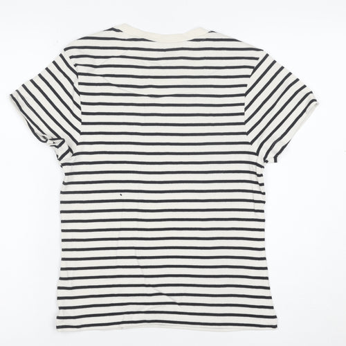 Marks and Spencer Women's Black & White Striped Cotton T-Shirt Size 12