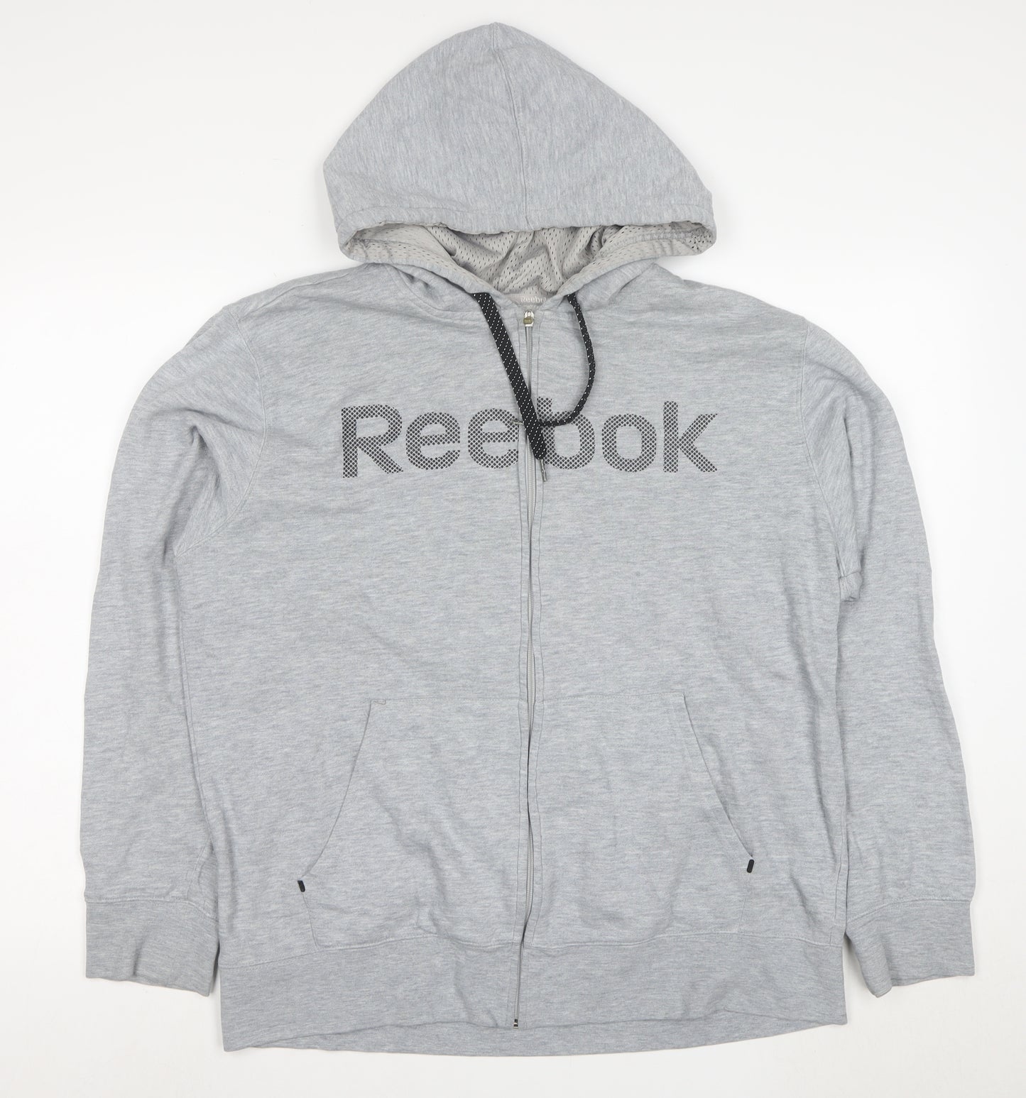 Reebok Men Grey Full Zip Hoodie Size M Regular Fit Sportswear