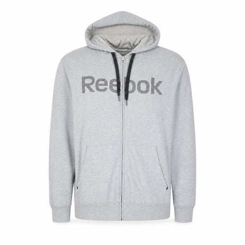 Reebok Men Grey Full Zip Hoodie Size M Regular Fit Sportswear
