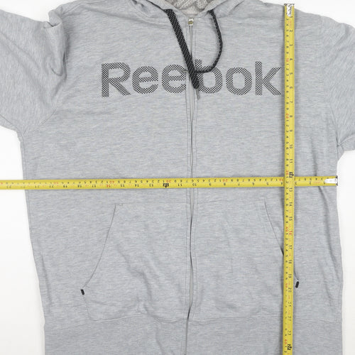 Reebok Men Grey Full Zip Hoodie Size M Regular Fit Sportswear