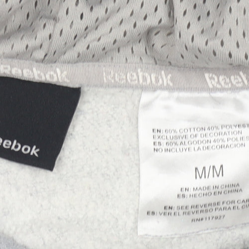 Reebok Men Grey Full Zip Hoodie Size M Regular Fit Sportswear