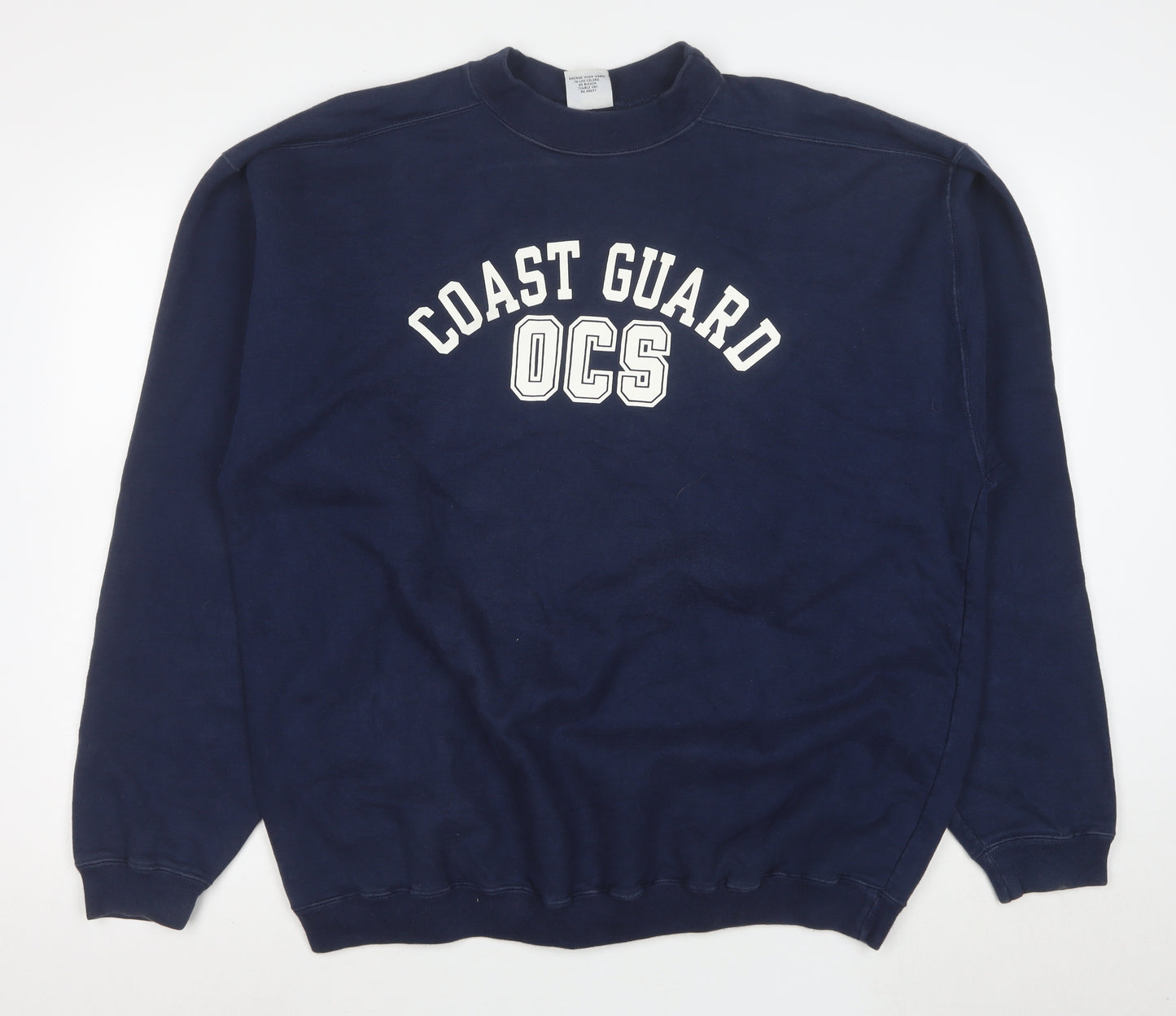 The Cotton Exchange Mens Navy Blue XL Crew Neck College Sweatshirt