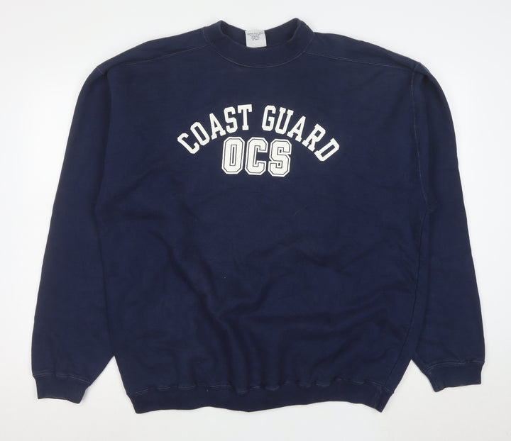 The Cotton Exchange Mens Navy Blue XL Crew Neck College Sweatshirt