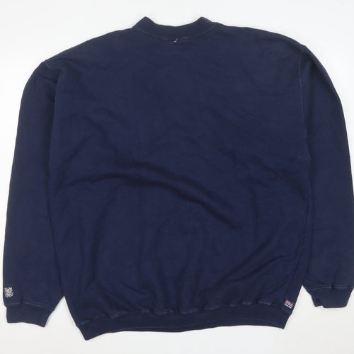 The Cotton Exchange Mens Navy Blue XL Crew Neck College Sweatshirt