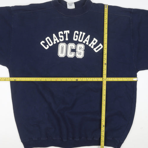 The Cotton Exchange Mens Navy Blue XL Crew Neck College Sweatshirt