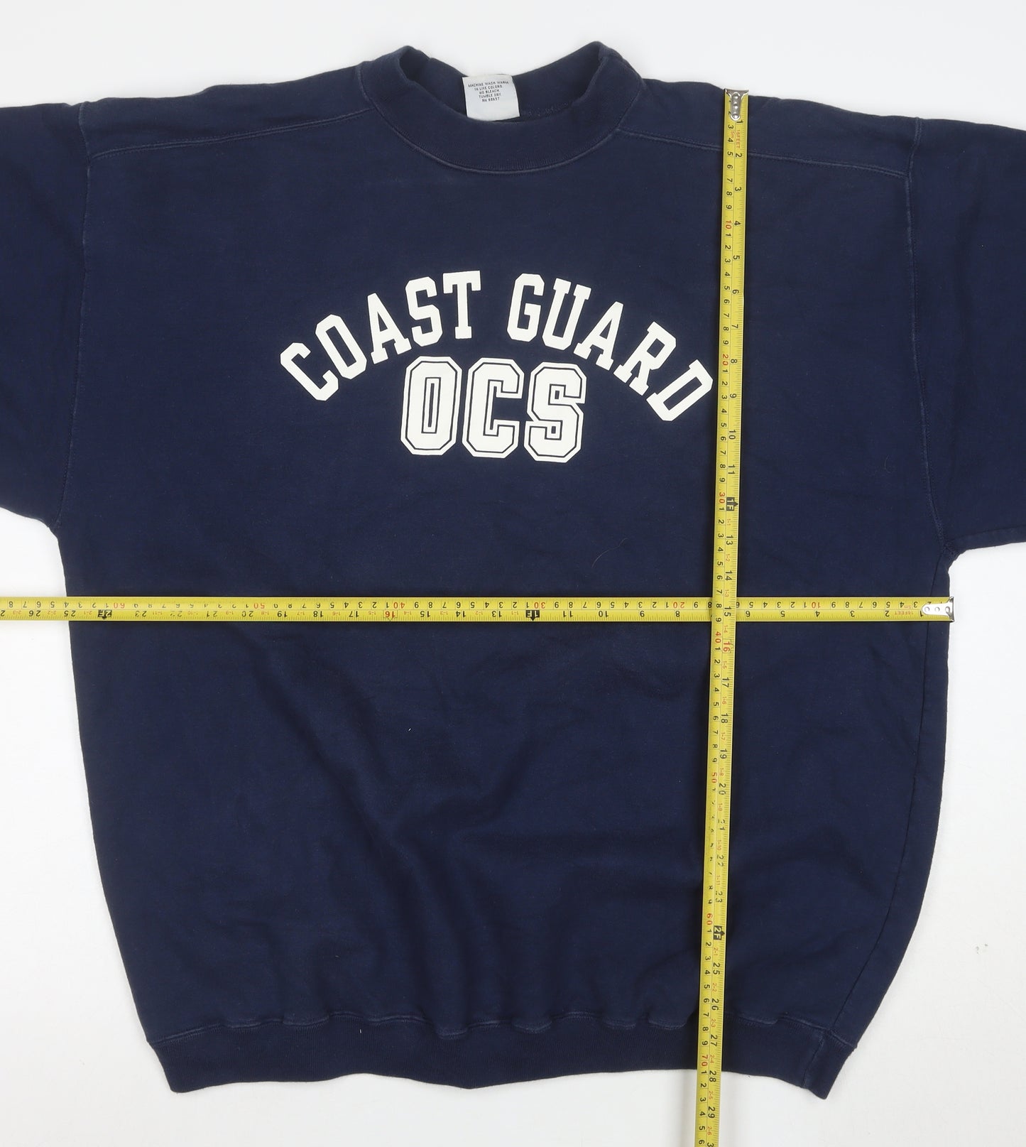 The Cotton Exchange Mens Navy Blue XL Crew Neck College Sweatshirt