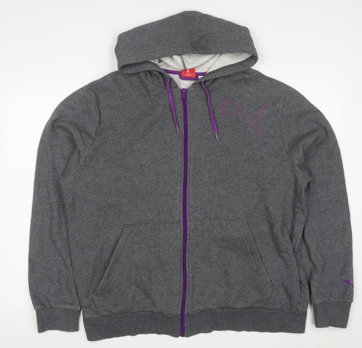 Puma Women Grey Full Zip Hoodie XL Cotton Blend Casual Sportswear
