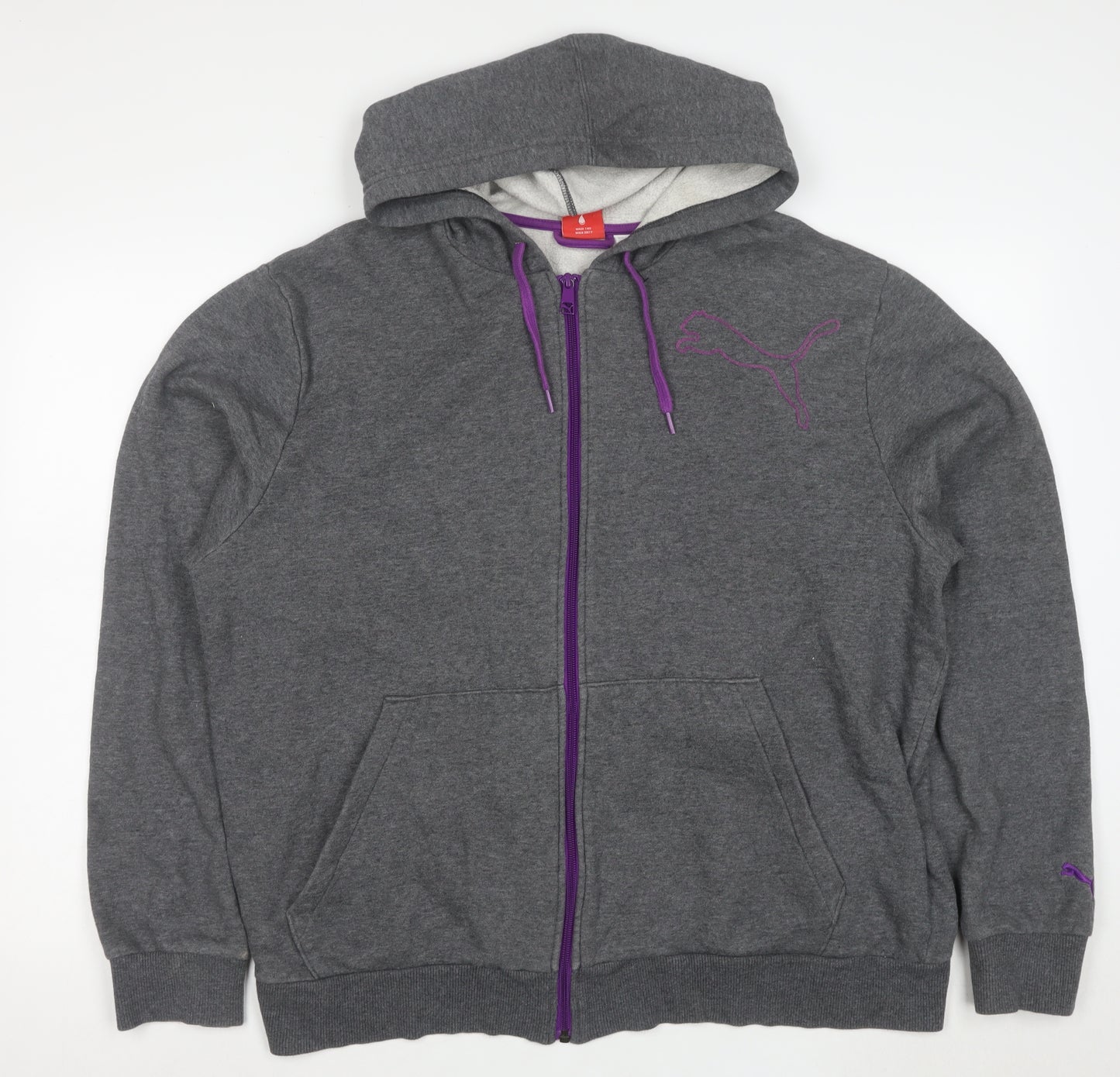 Puma Women Grey Full Zip Hoodie XL Cotton Blend Casual Sportswear
