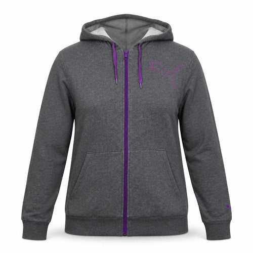 Puma Women Grey Full Zip Hoodie XL Cotton Blend Casual Sportswear
