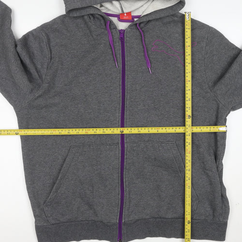 Puma Women Grey Full Zip Hoodie XL Cotton Blend Casual Sportswear
