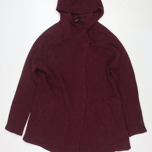 The North Face Women's Red Hooded Fleece Soft Shell Jacket L