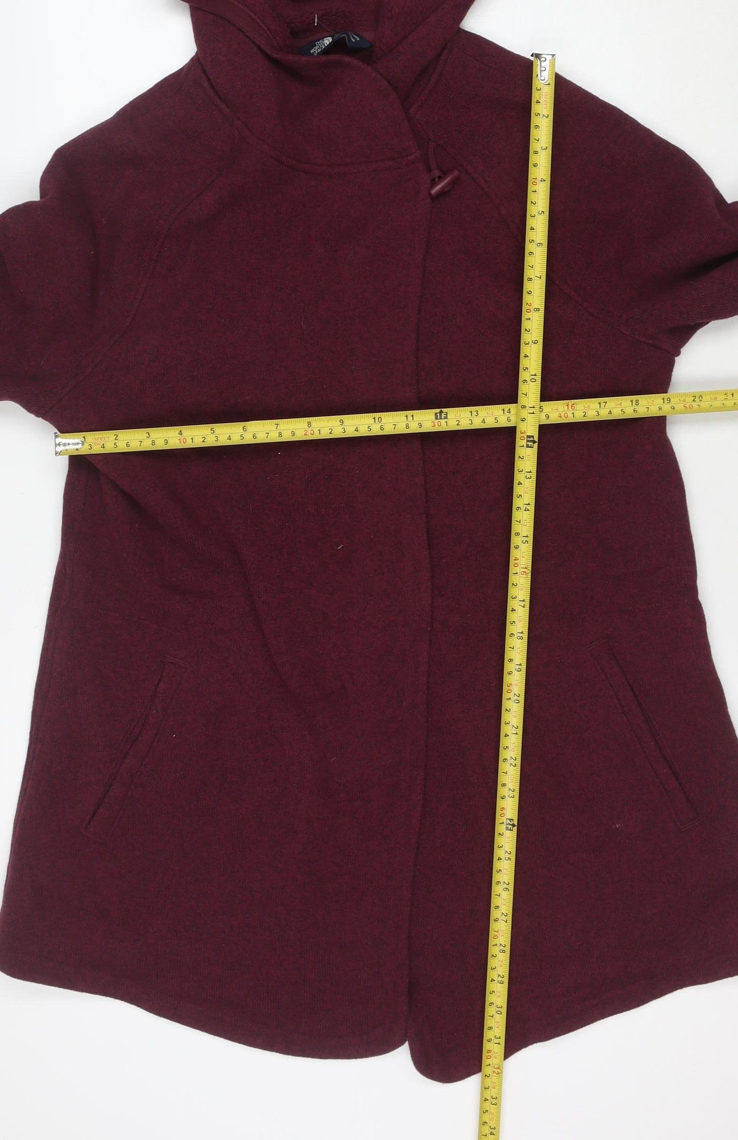 The North Face Women's Red Hooded Fleece Soft Shell Jacket L