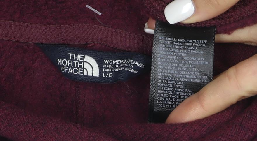 The North Face Women's Red Hooded Fleece Soft Shell Jacket L