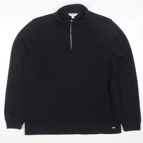 Marks and Spencer Autograph Men's Black L 1/2 Zip Fleece Sweatshirt