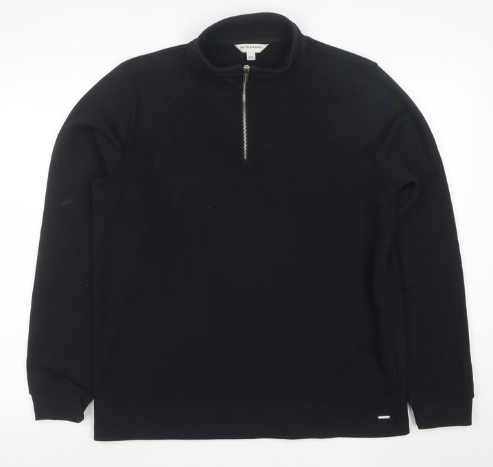 Marks and Spencer Autograph Men's Black L 1/2 Zip Fleece Sweatshirt
