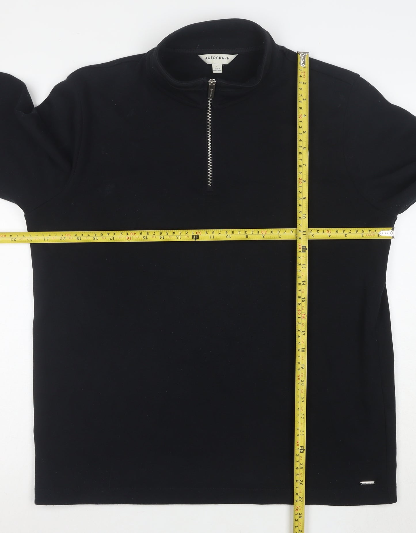 Marks and Spencer Autograph Men's Black L 1/2 Zip Fleece Sweatshirt