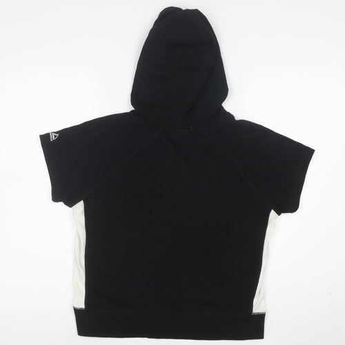 Reebok Womens Black Short Sleeve Hooded Pullover Hoodie Size M