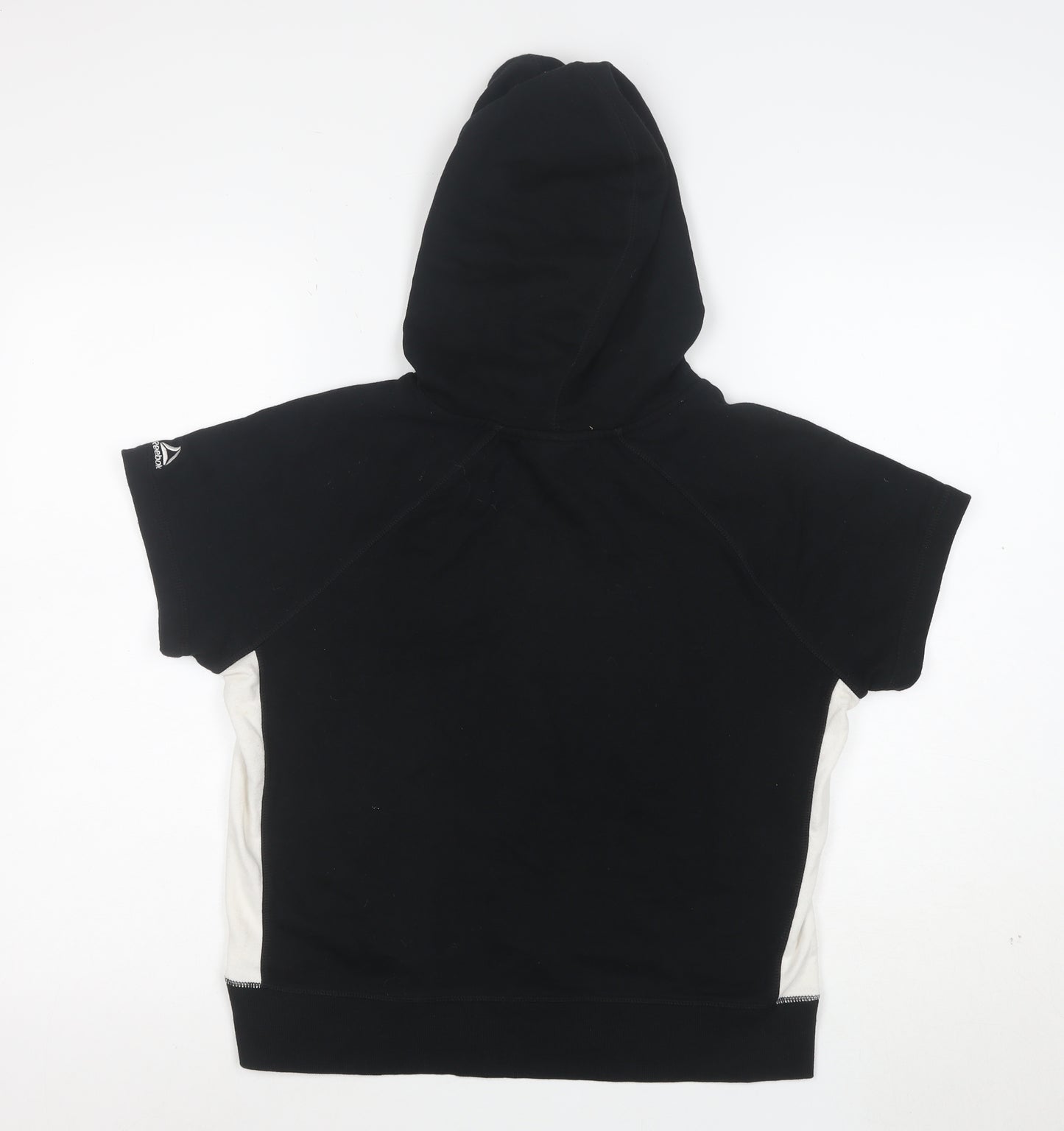 Reebok Womens Black Short Sleeve Hooded Pullover Hoodie Size M
