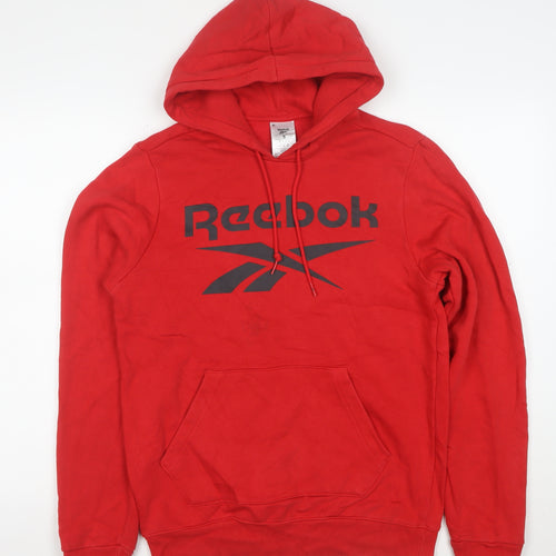 Reebok Men's Red Pullover Hoodie Small Logo Sports Fleece