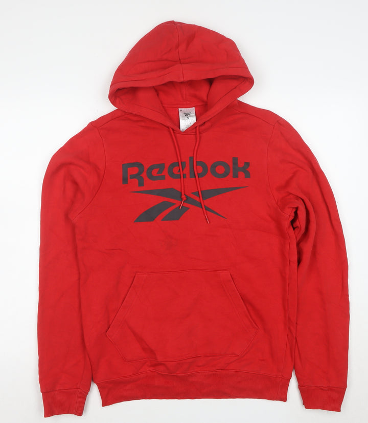 Reebok Men's Red Pullover Hoodie Small Logo Sports Fleece