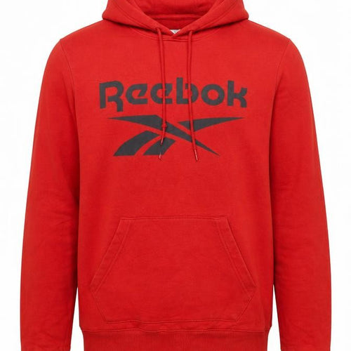 Reebok Men's Red Pullover Hoodie Small Logo Sports Fleece