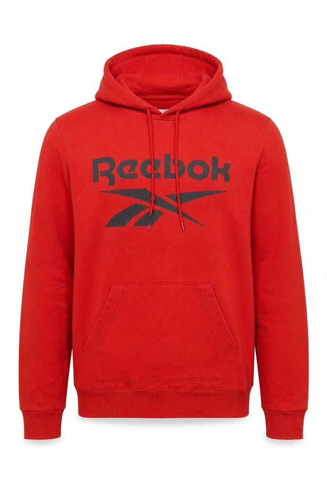 Reebok Men's Red Pullover Hoodie Small Logo Sports Fleece