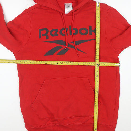 Reebok Men's Red Pullover Hoodie Small Logo Sports Fleece