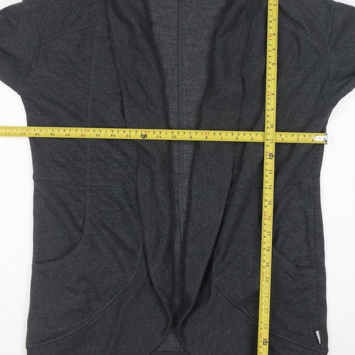 Eddie Bauer Women Grey M Open Front Long Sleeve Cotton Blend Coatigan