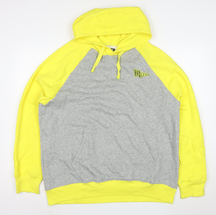 Hurley Men's XL Grey & Yellow Pullover Hoodie with Logo