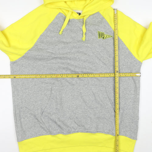 Hurley Men's XL Grey & Yellow Pullover Hoodie with Logo