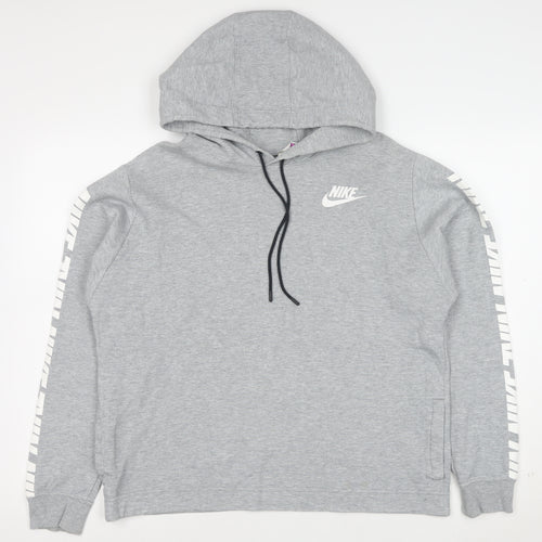 Nike Men's Grey Pullover Hoodie Size M Sportswear Logo Style