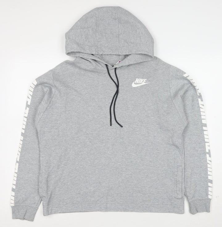 Nike Men's Grey Pullover Hoodie Size M Sportswear Logo Style