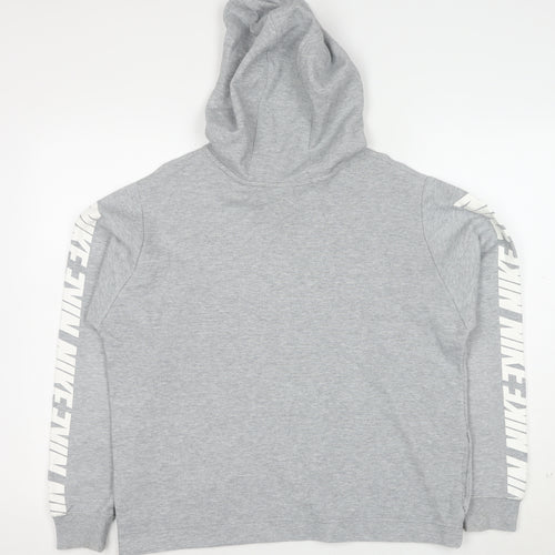 Nike Men's Grey Pullover Hoodie Size M Sportswear Logo Style
