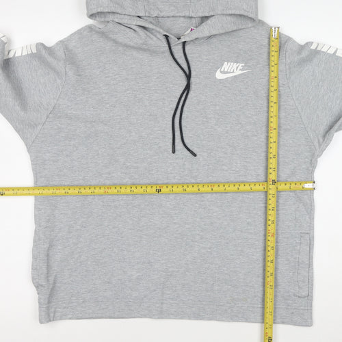 Nike Men's Grey Pullover Hoodie Size M Sportswear Logo Style