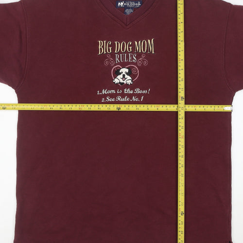 Big Dogs Women's Burgundy Pullover Sweatshirt Size L Embroidered Cotton Blend