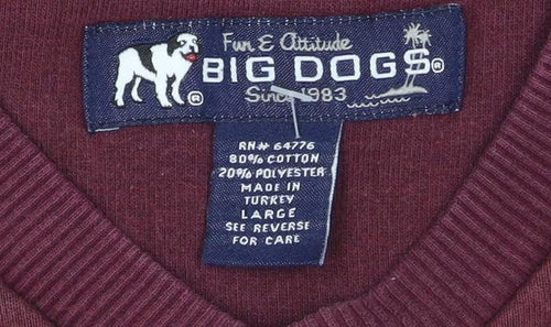 Big Dogs Women's Burgundy Pullover Sweatshirt Size L Embroidered Cotton Blend