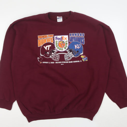 Gildan Womens Burgundy Graphic Sweatshirt XL Heavyweight Cotton Blend
