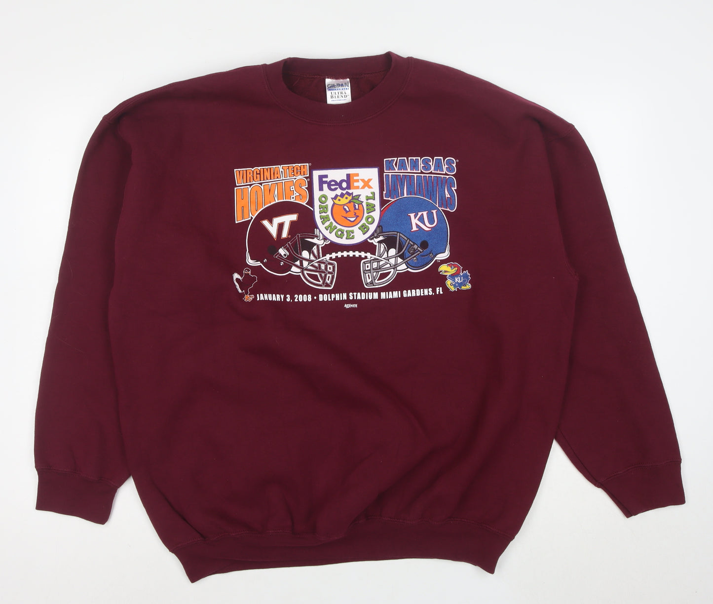 Gildan Womens Burgundy Graphic Sweatshirt XL Heavyweight Cotton Blend