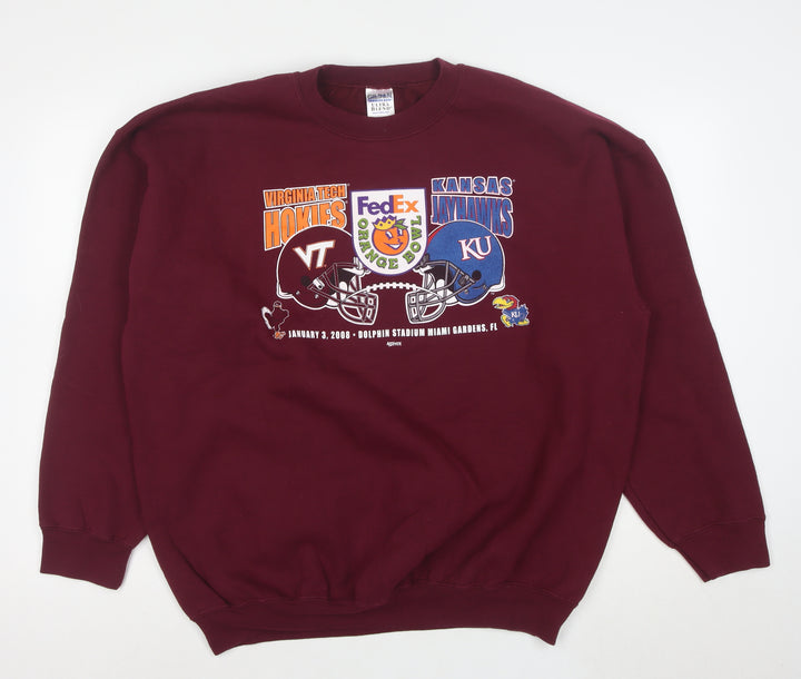 Gildan Womens Burgundy Graphic Sweatshirt XL Heavyweight Cotton Blend