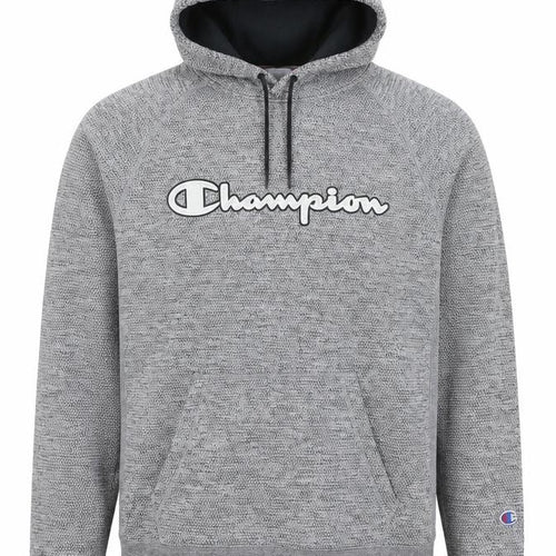 Champion Men’s Grey Pullover Hoodie L Logo Athletic Sweatshirt