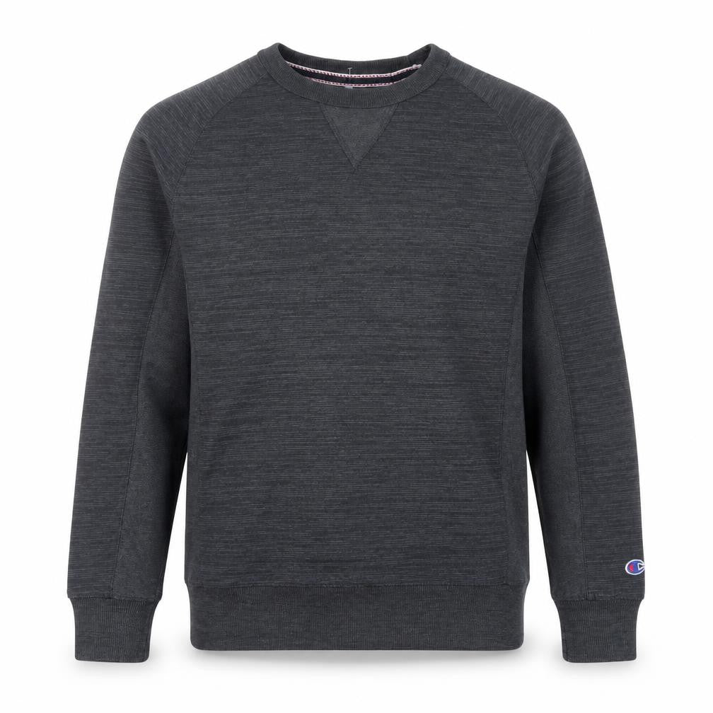 Front view of Champion Men's Grey Medium Crew Neck Pullover Sweatshirt